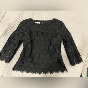 Talbots RSVP collect Black Geo Pattern Top